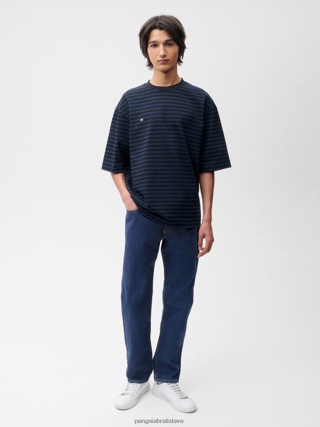 boxy tričko s prúžkami z recyklovanej bavlny ženy NXTFX6209 čierna Pangaia oblečenie