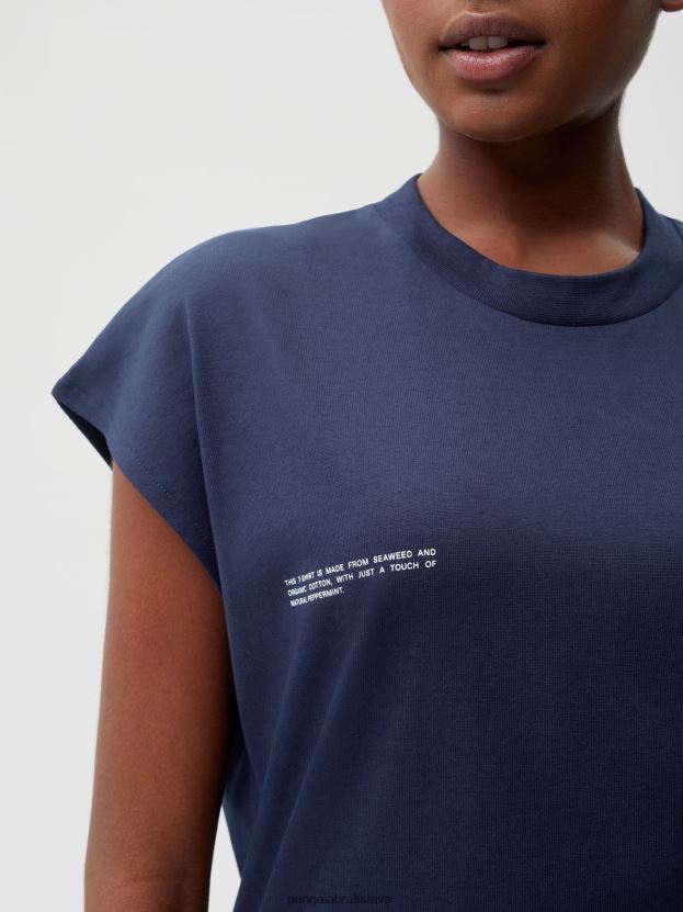 tričko z organickej bavlny s skráteným ramenom a jadrom z C-vlákna ženy NXTFX6191 námornícka modrá Pangaia oblečenie